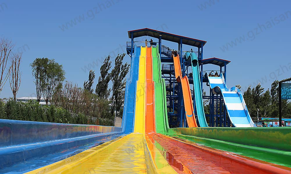 河北保定海森水上大世界彩虹滑梯、高速滑梯、家庭宽滑梯组合平台